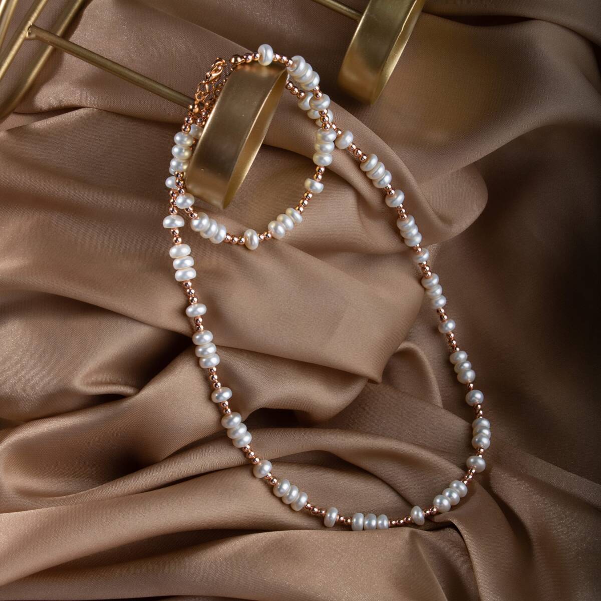 İnci-Hematit Doğal Taş Gümüş Takı Seti - 3