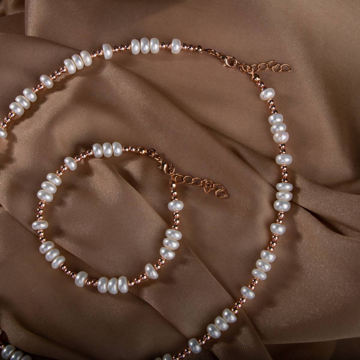 İnci-Hematit Doğal Taş Gümüş Takı Seti - 4