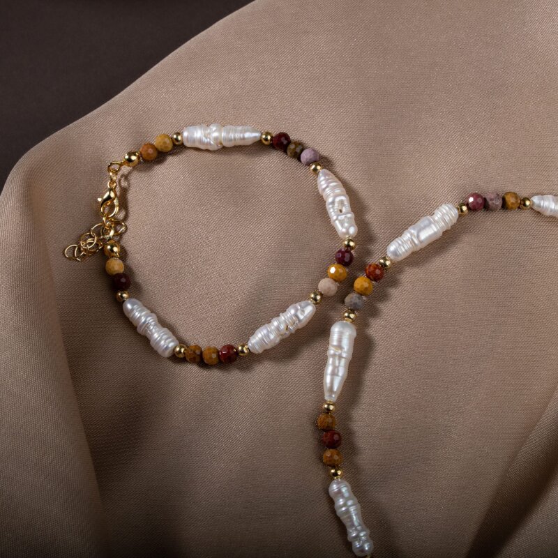 İnci-Jasper Doğal Taş Gümüş Takı Seti - 2