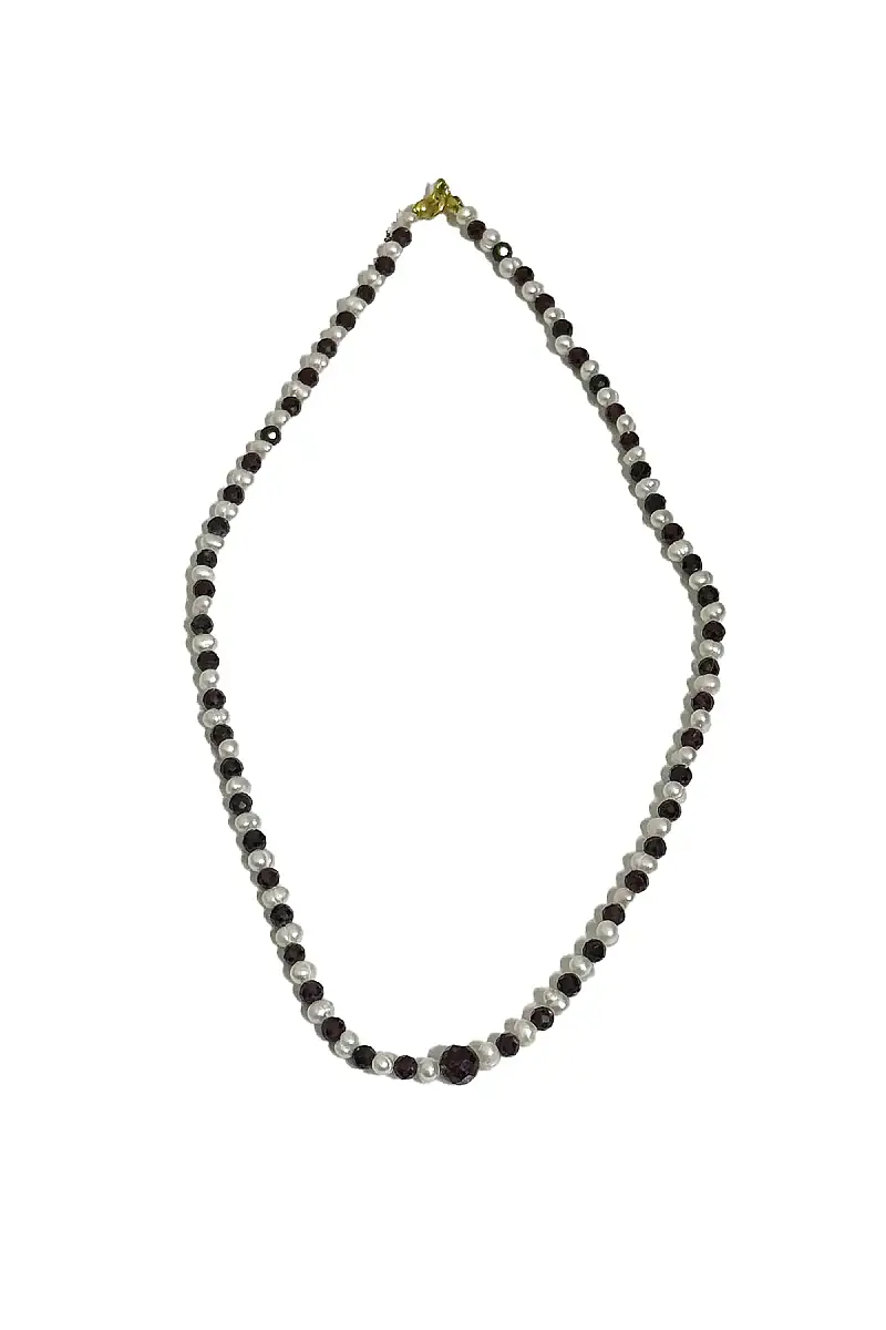 İnci Lal 4 mm Kolye Gümüş Aparat Doğal Taş Kolye - 1