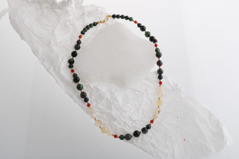 İsabella, Sitrin Anyolit Akik Doğal Taş Kolye - 2