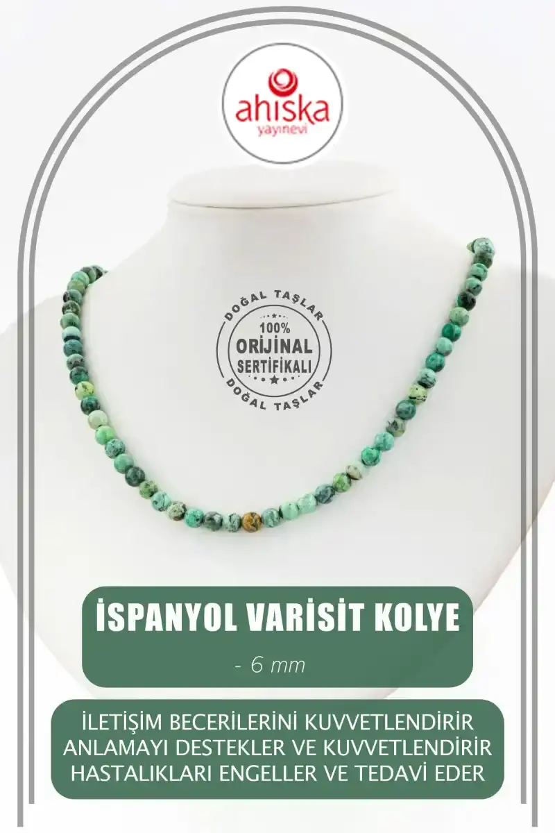 İspanyol Varisit 6 mm Dizi Doğal Taş Kolye