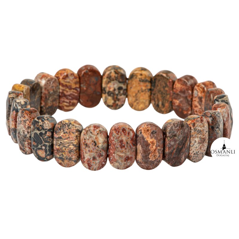 Kahve Jasper Doğal Taş Geniş Kesim Bileklik - 5