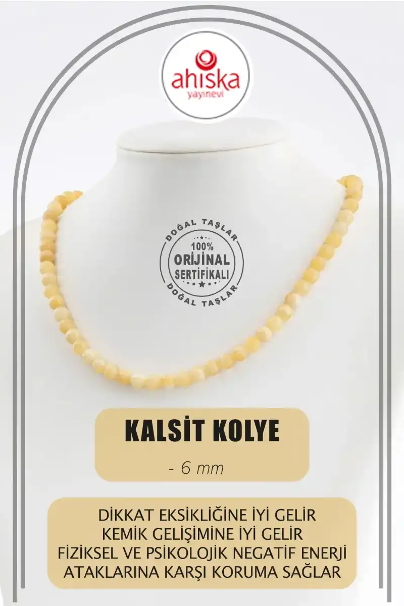 Kalsit 6 mm Dizi Doğal Taş Kolye