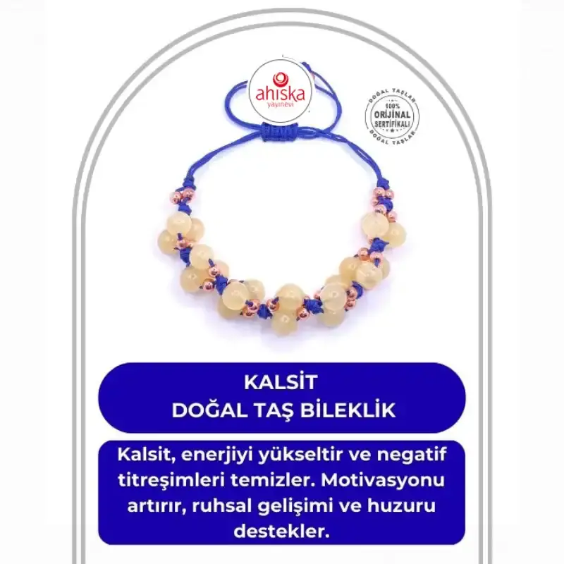 Kalsit Doğal Taş Merdiven Kapama İpli Ayarlanabilir Bileklik
