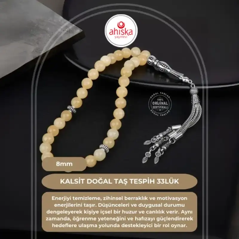 Kalsit Doğal Taş Tesbih 33lük - 8mm