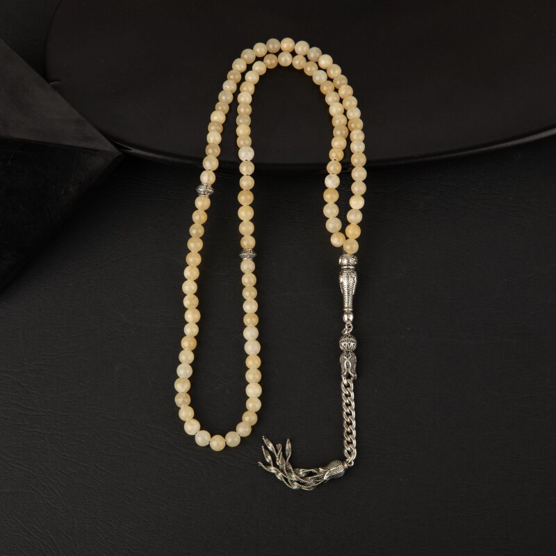 Kalsit Doğal Taş Tesbih 99luk - 6mm - 3