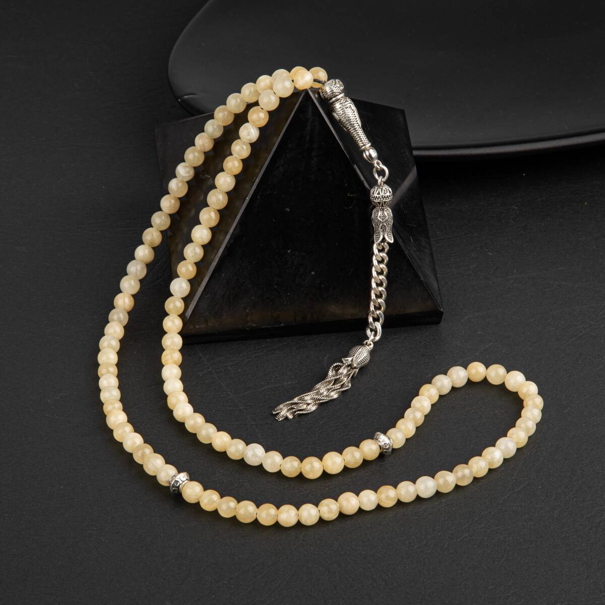 Kalsit Doğal Taş Tesbih 99luk - 6mm - 4