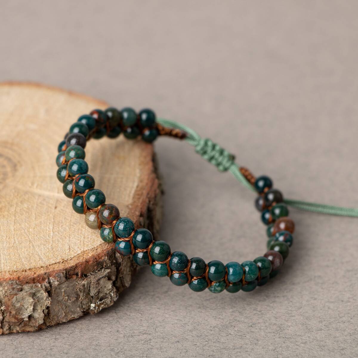 Kan Taşı 4mm Çift Sıra Doğal Taş Bileklik - 1