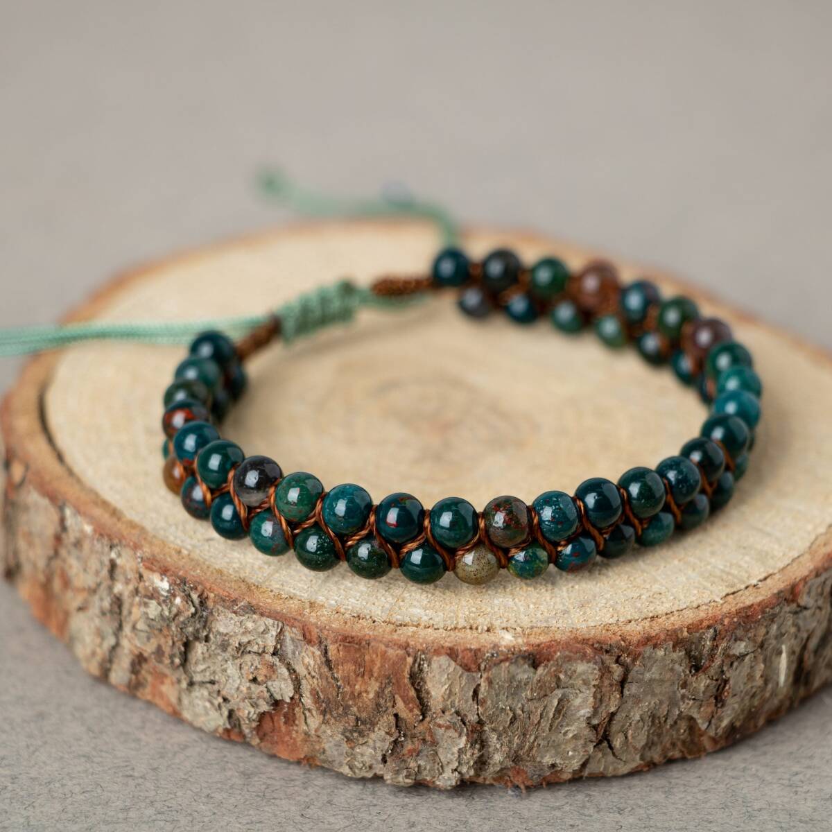 Kan Taşı 4mm Çift Sıra Doğal Taş Bileklik - 3