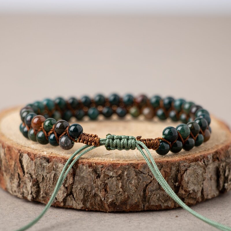 Kan Taşı 4mm Çift Sıra Doğal Taş Bileklik - 5