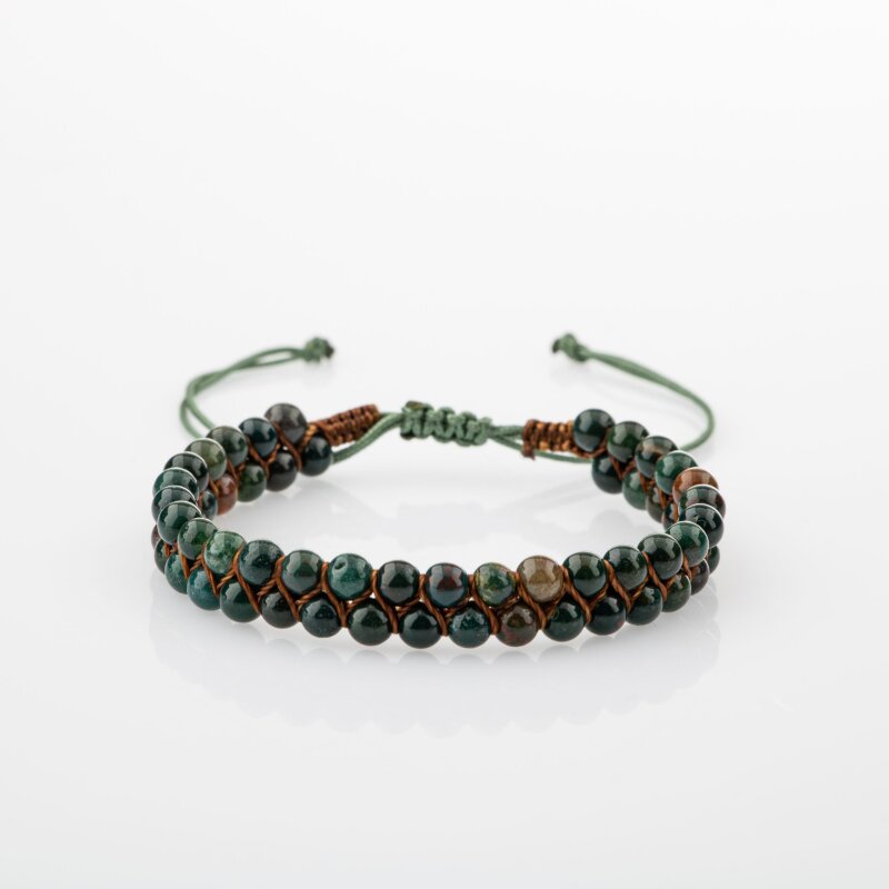 Kan Taşı 4mm Çift Sıra Doğal Taş Bileklik - 6