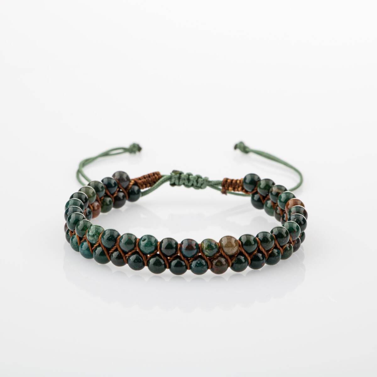 Kan Taşı 4mm Çift Sıra Doğal Taş Bileklik - 6