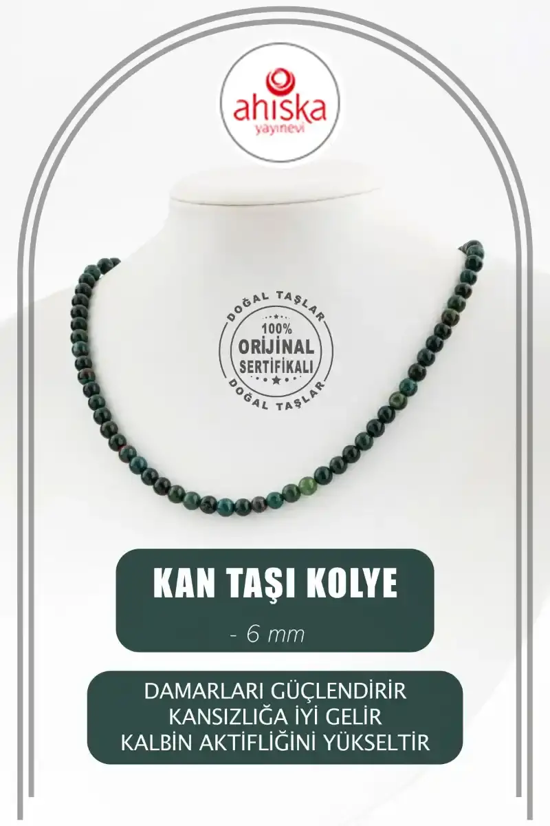 Kan Taşı 6 mm Dizi Doğal Taş Kolye