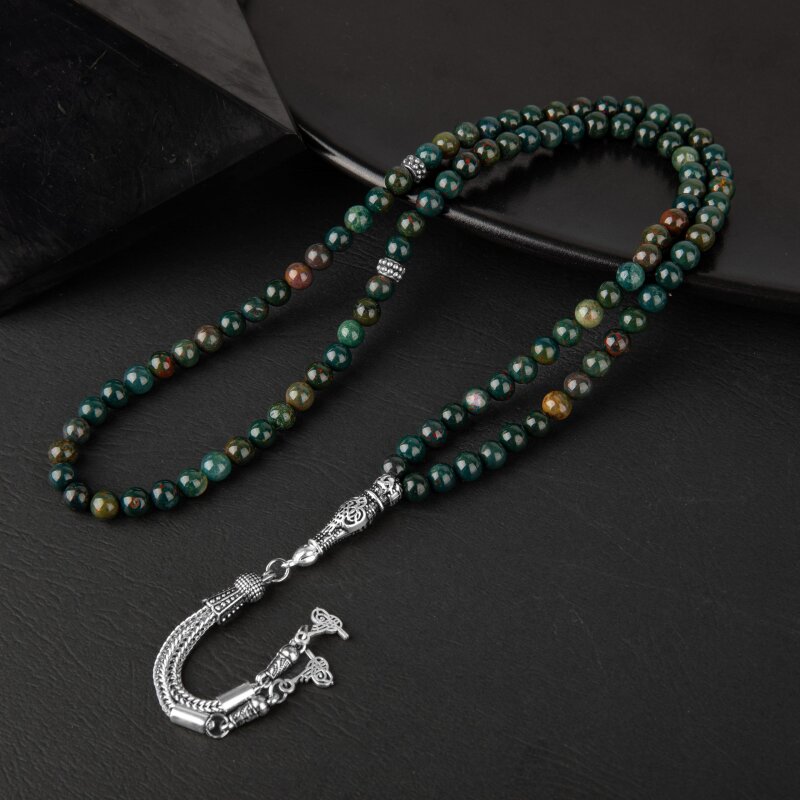 Kan Taşı Doğal Taş Tesbih 99luk - 6mm - 1