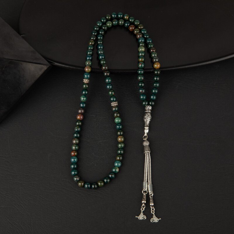 Kan Taşı Doğal Taş Tesbih 99luk - 6mm - 3