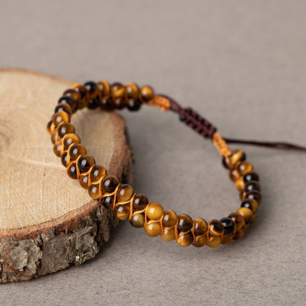 Kaplan Gözü 4mm Çift Sıra Doğal Taş Bileklik - 4