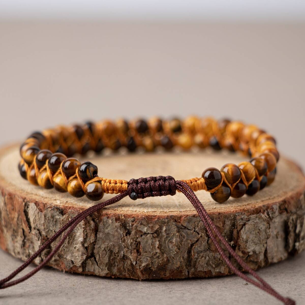 Kaplan Gözü 4mm Çift Sıra Doğal Taş Bileklik - 5