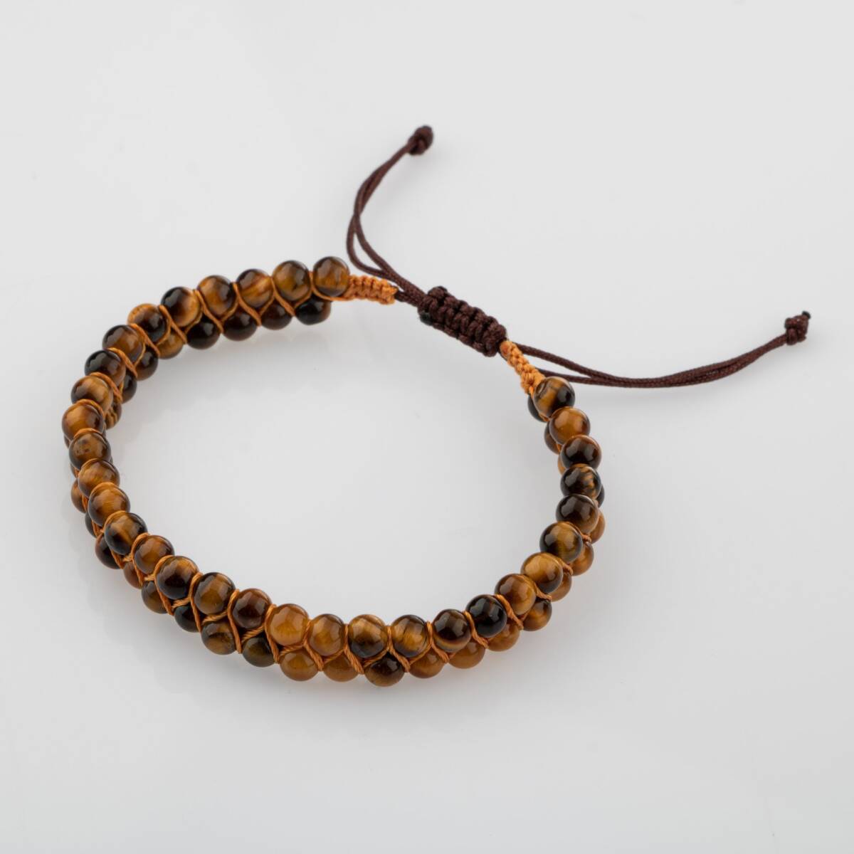 Kaplan Gözü 4mm Çift Sıra Doğal Taş Bileklik - 6