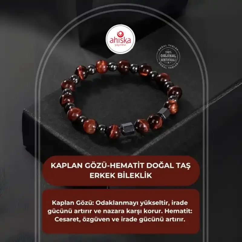 Kaplan Gözü-Hematit Doğal Taş Erkek Bileklik