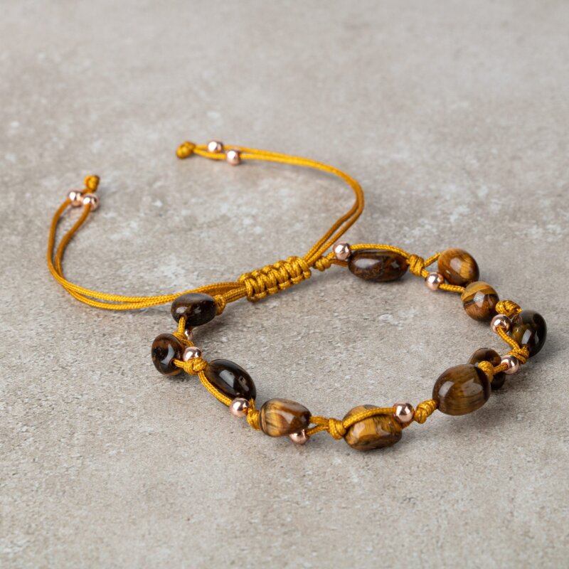 Kaplan Gözü Natürel Kesim Doğal Taş Makrome Bileklik - 3