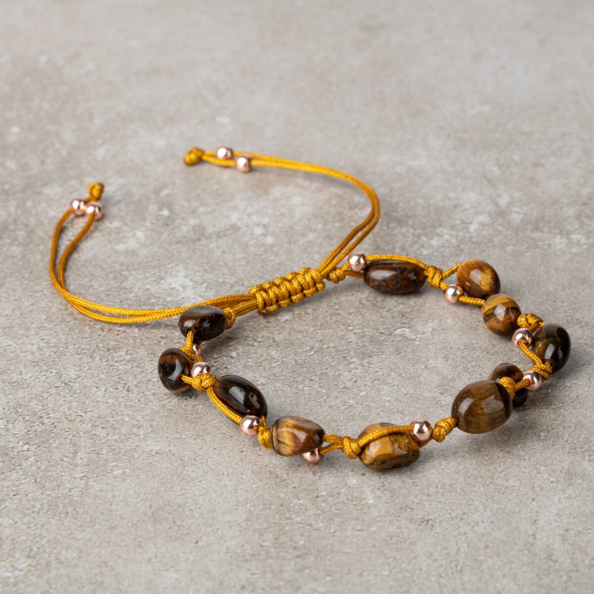 Kaplan Gözü Natürel Kesim Doğal Taş Makrome Bileklik - 3