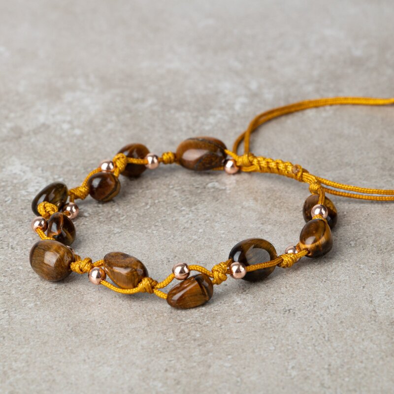 Kaplan Gözü Natürel Kesim Doğal Taş Makrome Bileklik - 4