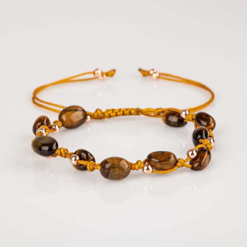 Kaplan Gözü Natürel Kesim Doğal Taş Makrome Bileklik - 6