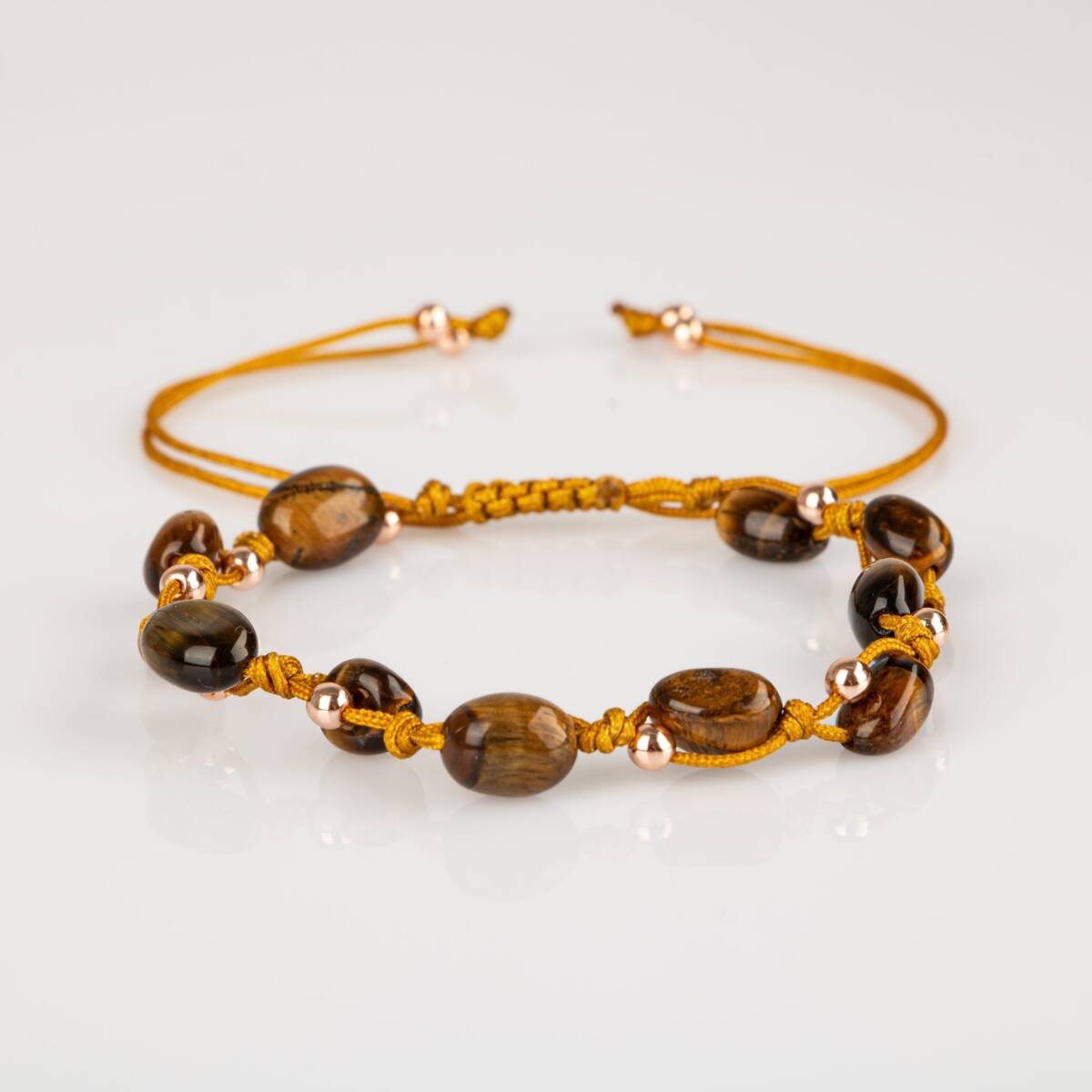 Kaplan Gözü Natürel Kesim Doğal Taş Makrome Bileklik - 6