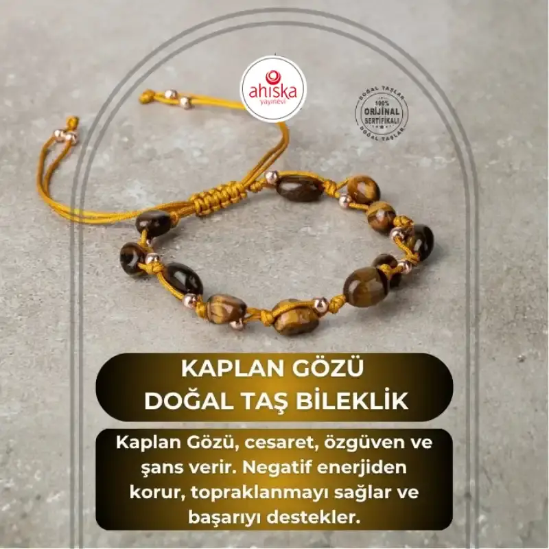 Kaplan Gözü Natürel Kesim Doğal Taş Makrome Bileklik