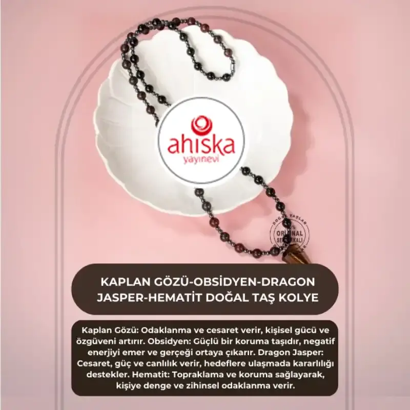 Kaplan Gözü-Obsidyen-Dragon Jasper-Hematit Doğal Taş Kolye - 2