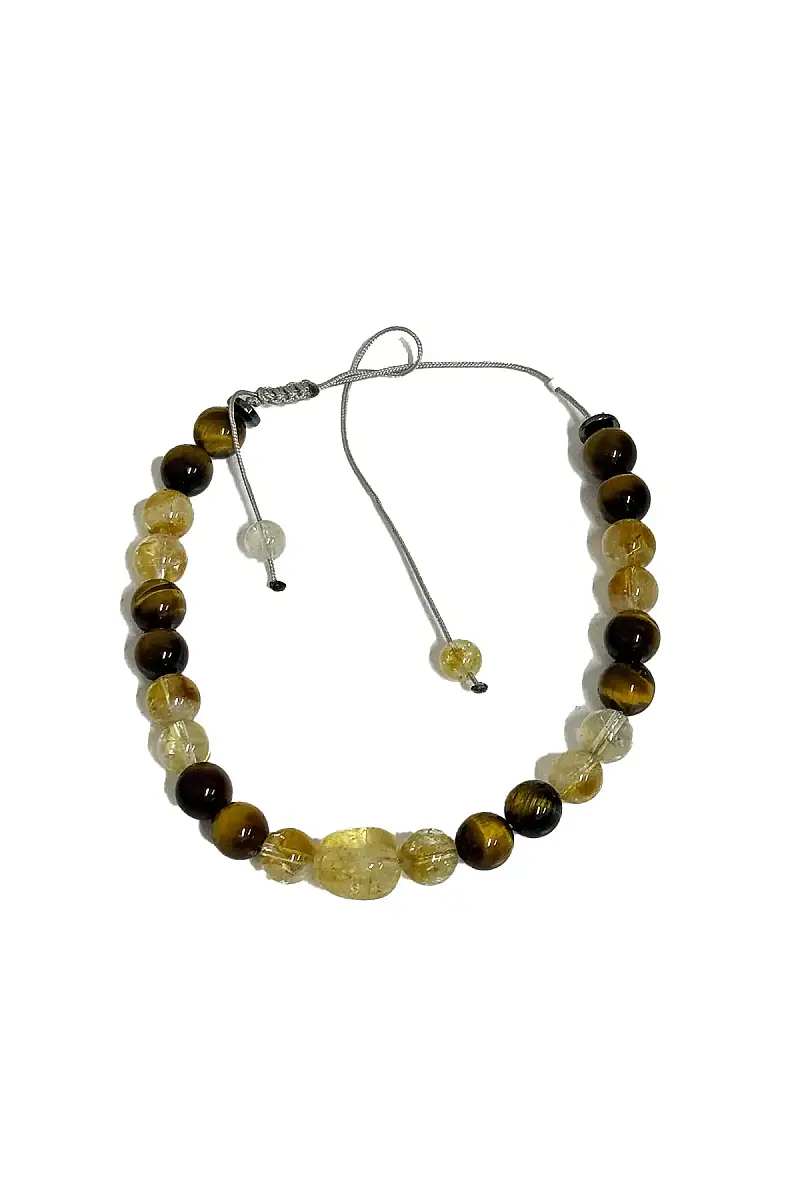 Kaplan Gözü Sitrin Makrome Bileklik Doğal Taş Bileklik - 1