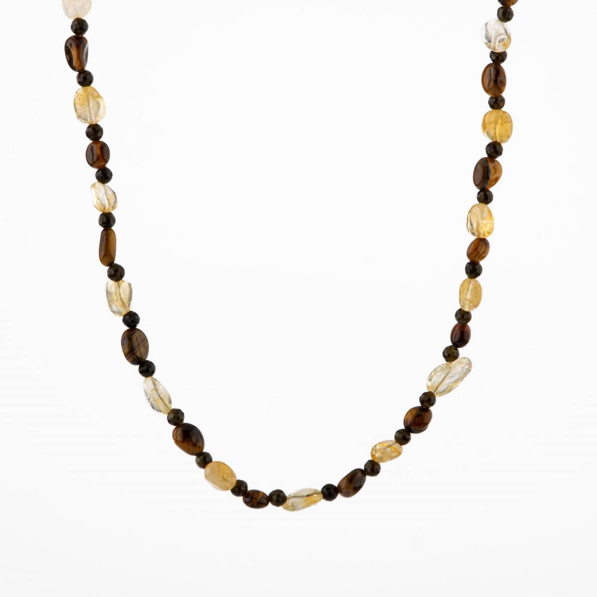 Kaplan Gözü-Sitrin-Obsidyen Doğal Taş Kolye - 6