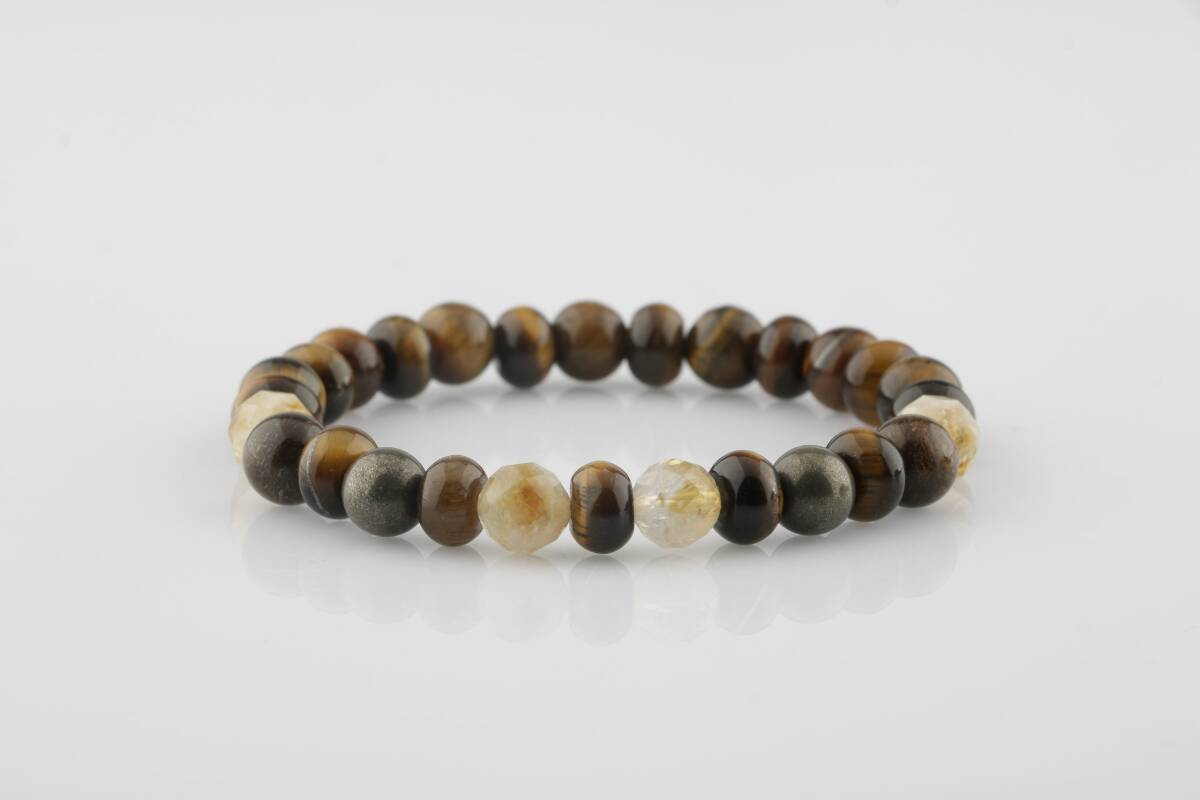 Kaplan Gözü-Sitrin-Pirit Doğal Taş Bileklik - 1