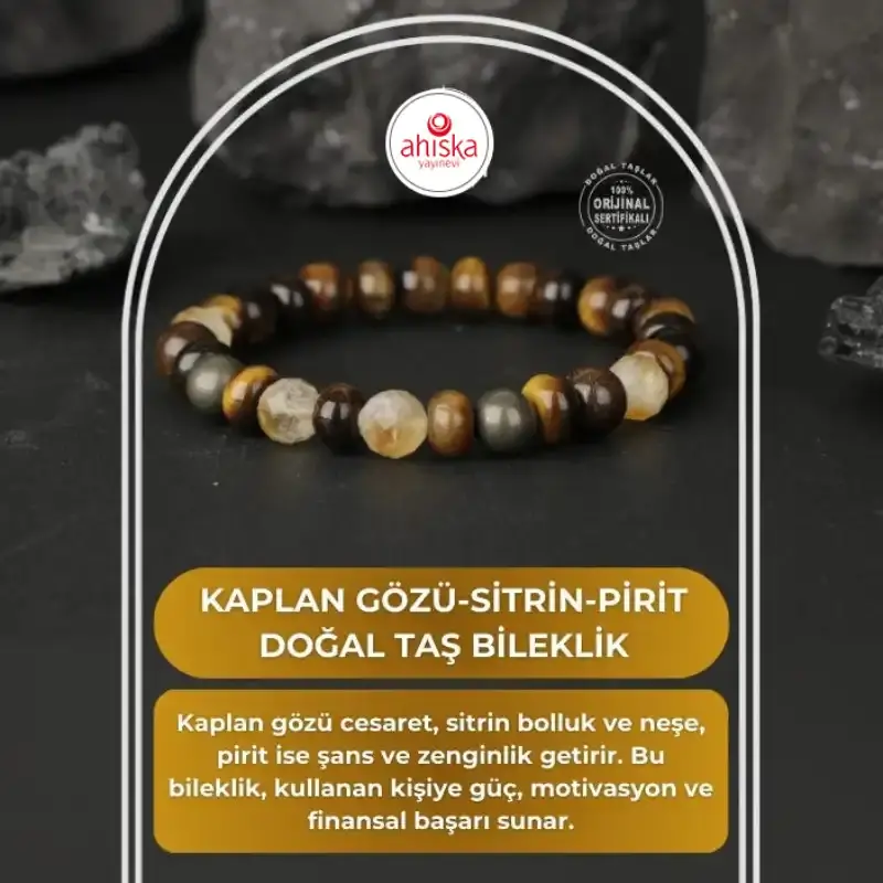 Kaplan Gözü-Sitrin-Pirit Doğal Taş Bileklik