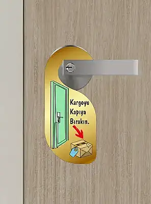 Kargoyu Kapıya Bırakın Kapı Askısı Kapı Uyarı Levhası - 4