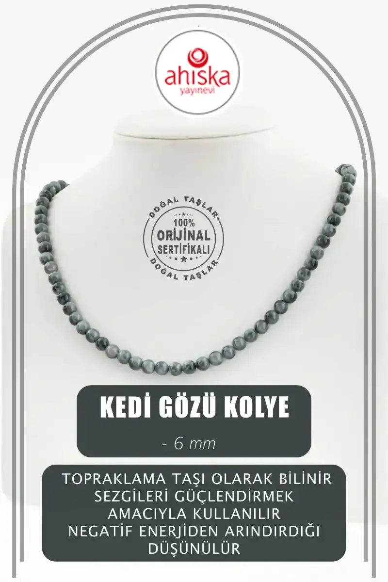 Kedi Gözü 6 mm Dizi Doğal Taş Kolye