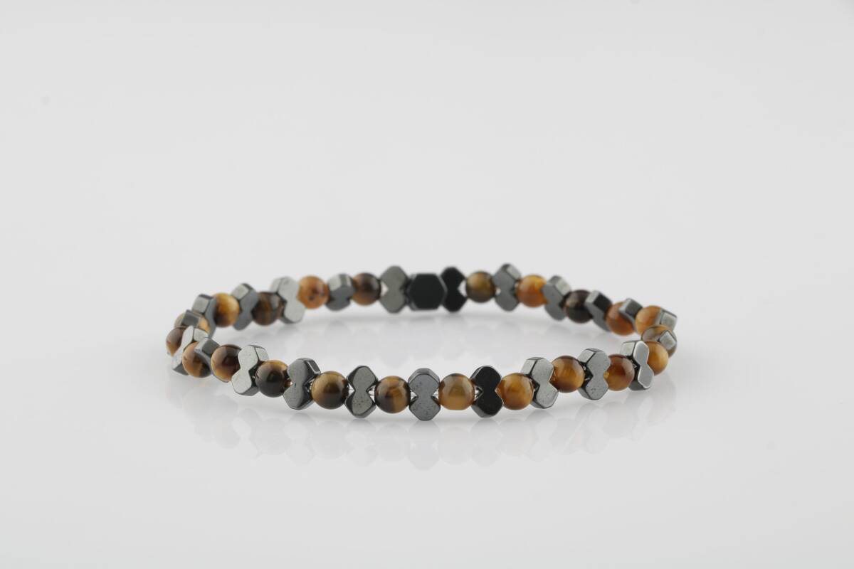 Kırlangıç Kaplan Gözü-Hematit Doğal Taş Erkek Bileklik - 1