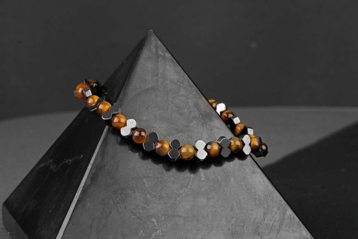 Kırlangıç Kaplan Gözü-Hematit Doğal Taş Erkek Bileklik - 4