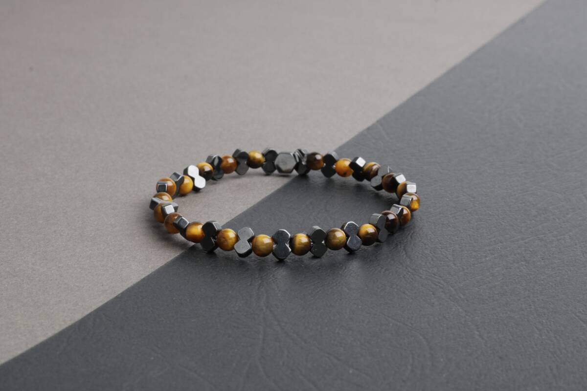 Kırlangıç Kaplan Gözü-Hematit Doğal Taş Erkek Bileklik - 5