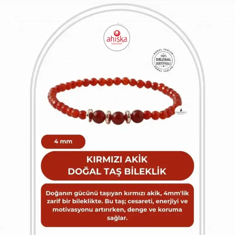 Kırmızı Akik 4mm Doğal Taş Bileklik - Doğal Taş
