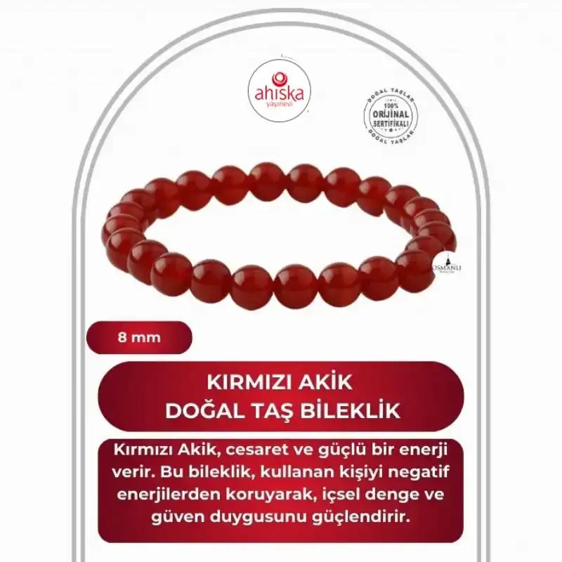 Kırmızı Akik 8mm Doğal Taş Bileklik