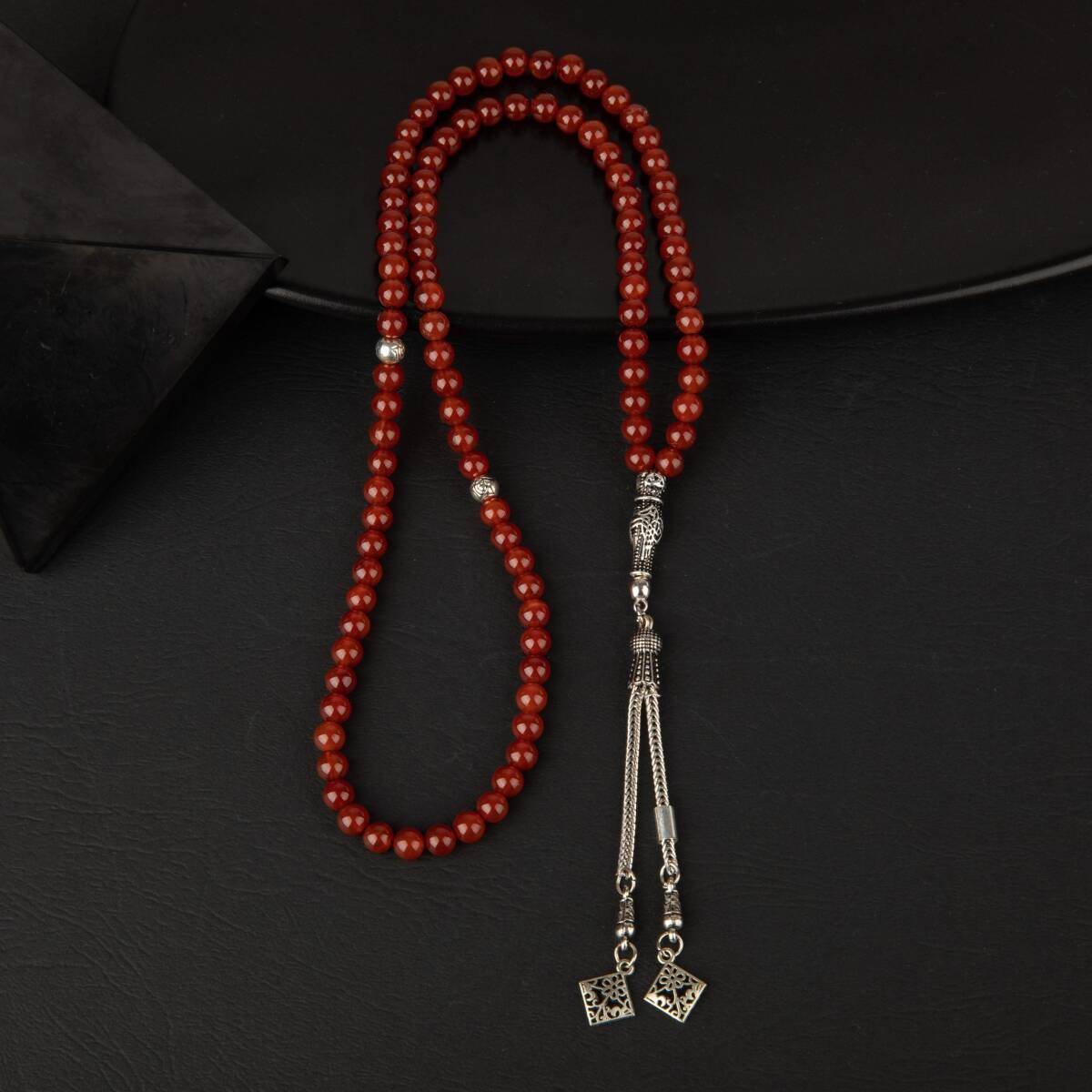 Kırmızı Akik Doğal Taş Tesbih 99luk - 6mm - 4