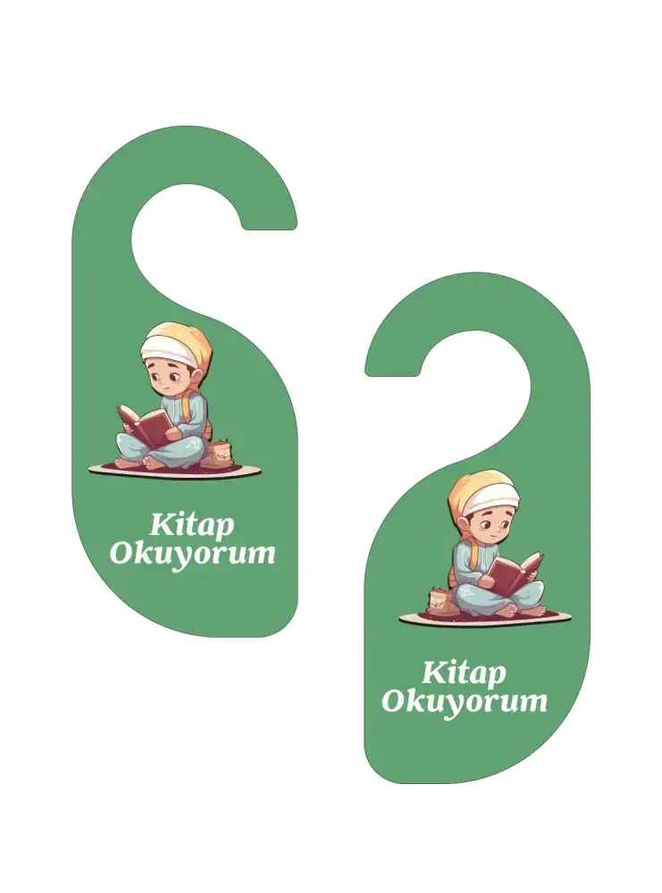 Kitap Okuyorum. Erkek Kapı Askısı Kapı Uyarı Levhası - 1