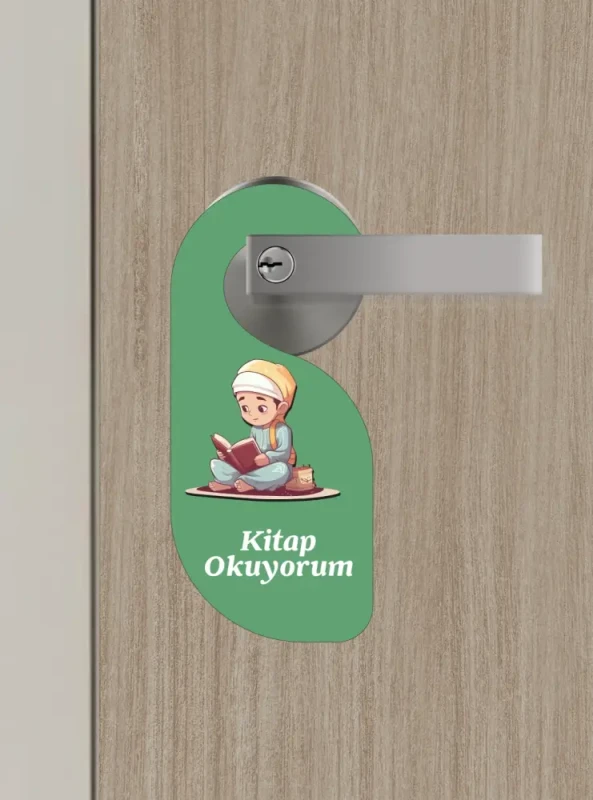 Kitap Okuyorum. Erkek Kapı Askısı Kapı Uyarı Levhası - 3