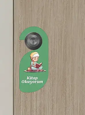 Kitap Okuyorum. Erkek Kapı Askısı Kapı Uyarı Levhası - 4