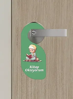 Kitap Okuyorum. Erkek Kapı Askısı Kapı Uyarı Levhası - 6