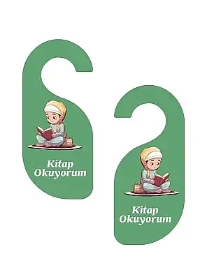 Kitap Okuyorum. Erkek Kapı Askısı Kapı Uyarı Levhası - 7
