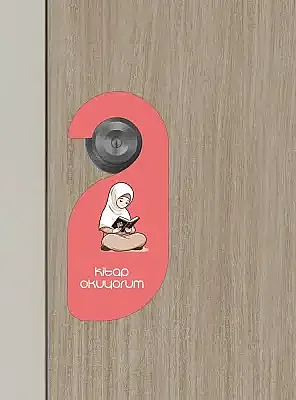 Kitap Okuyorum. Kız Kapı Askısı Kapı Uyarı Levhası - 6
