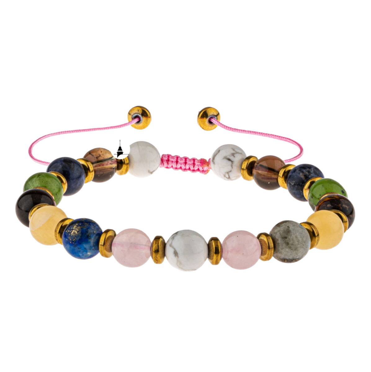 Kız Öğrenci Doğal Taş Bileklik-Havlit-Pembe Kuvars-Labradorit-Lapis Lazuli-Kalsit-Yeşim-Dumanlı Kuvars-Sodalit-Kaplan Gözü - 2